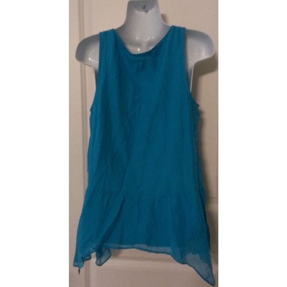 NEW Women's Small EXPRESS Tunic Blouse Sleeveless Top Blue 870 06338 - Picture 2 of 2